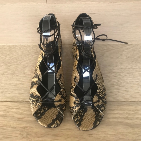 Saint Laurent Python-Embossed Gladiator Sandals - Picture 1 of 6